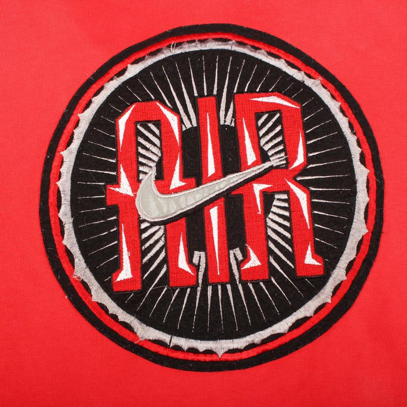 Felpa con cappuccio Nike Air vintage anni '90, giacca con cerniera intera, rossa e nera, streetwear immagine 10