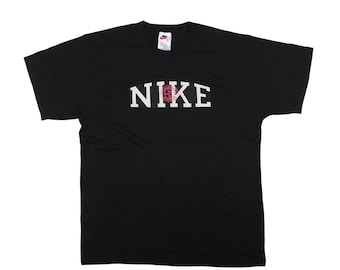 Camiseta Nike Vintage Preta com Logotipo Gráfico, Moda Urbana Unissex dos Anos 90
