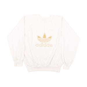 Vintage 90s Adidas Trefoil Sweatshirt White Pullover Crewneck Streetwear Unisex