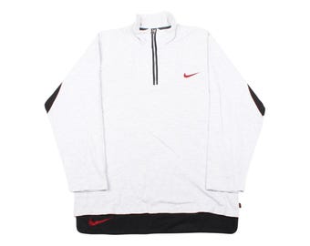 Sudadera Nike vintage con cremallera de un cuarto, gris y negra, estilo años 90, estilo Y2K, ropa de calle