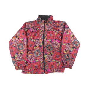 Vintage 80s/90s Nylon Windbreaker: Colorful Rave Jacket, Size M