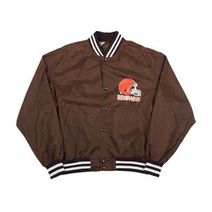 Vintage Cleveland Browns Jacket NFL Pullover 90s Brown Windbreaker Mens Size XL