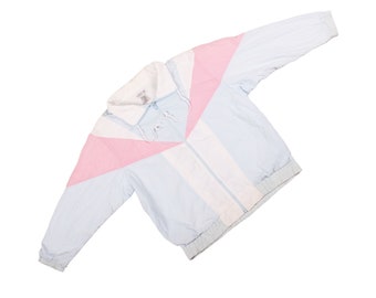 Vintage 80er 90er Windbreaker Jacke , Buntes Regenbogen Colorblock ,Crazy Jacke ,90er Jahre Mode , Hip Hop Y2K