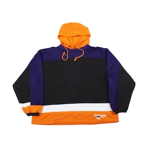 Vintage Reebok Hoodie Colorblock Pullover Orange Black Purple 90s Style Retro Streetwear Athletic Sweatshirt Size - M