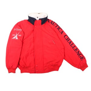 Vintage Nautica Challenge Jacke 90er Jahre Rote J-Klasse Segel Windbreaker