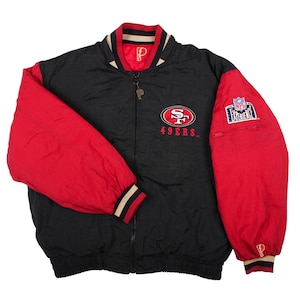 Vintage 90-tals San Francisco 49ers vändbar pufferjacka