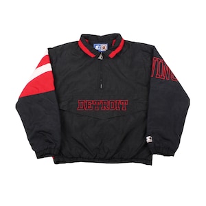 Vintage Starter Detroit Red Wings-jacka i delad färg med halv dragkedja i NHL
