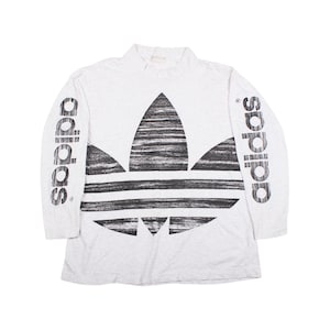 Vintage Adidas Long Sleeve Shirt – 80s Descente Trefoil Logo Tee – Rare Retro Streetwear