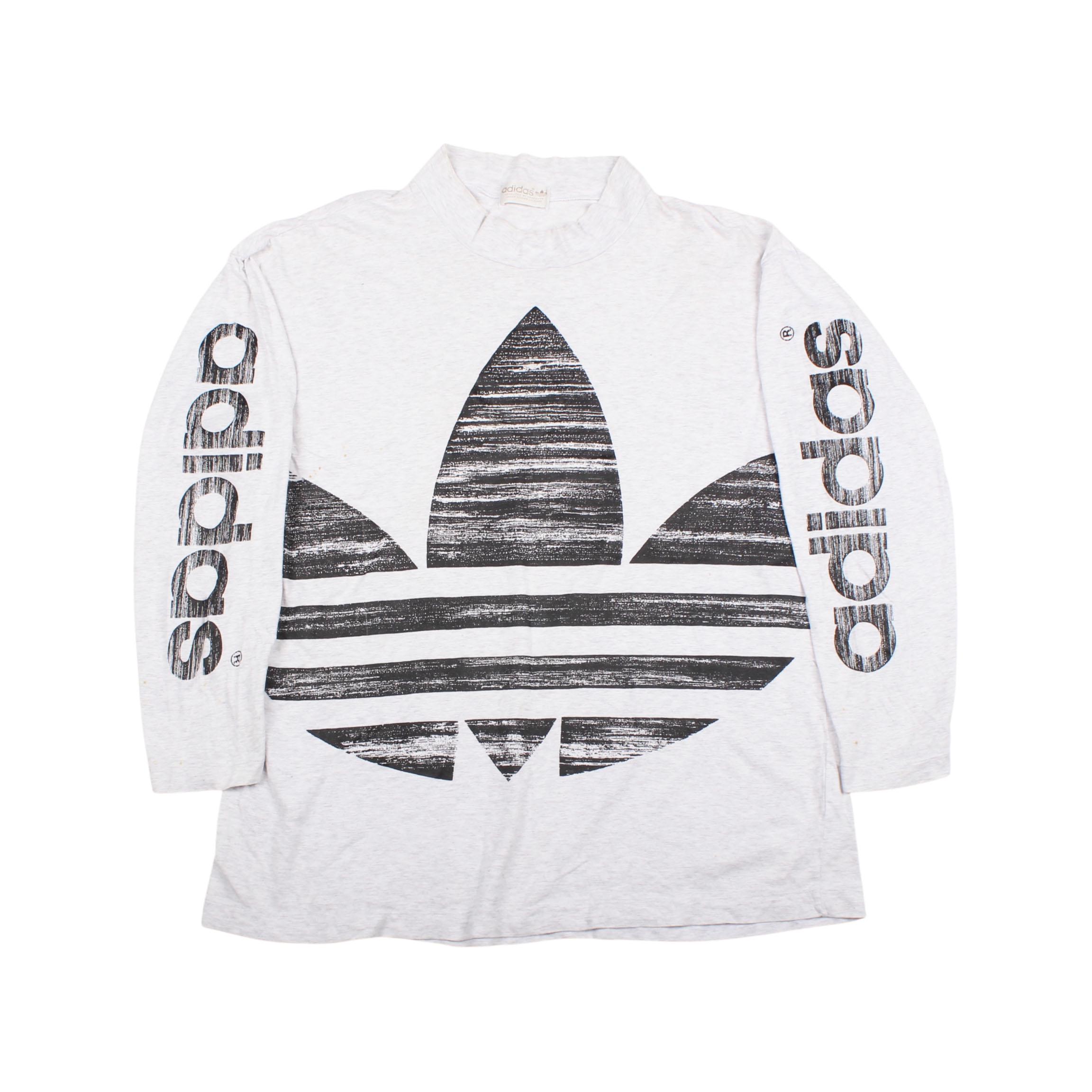 Vintage Adidas Long Sleeve Shirt – 80s Descente Trefoil Logo Tee 