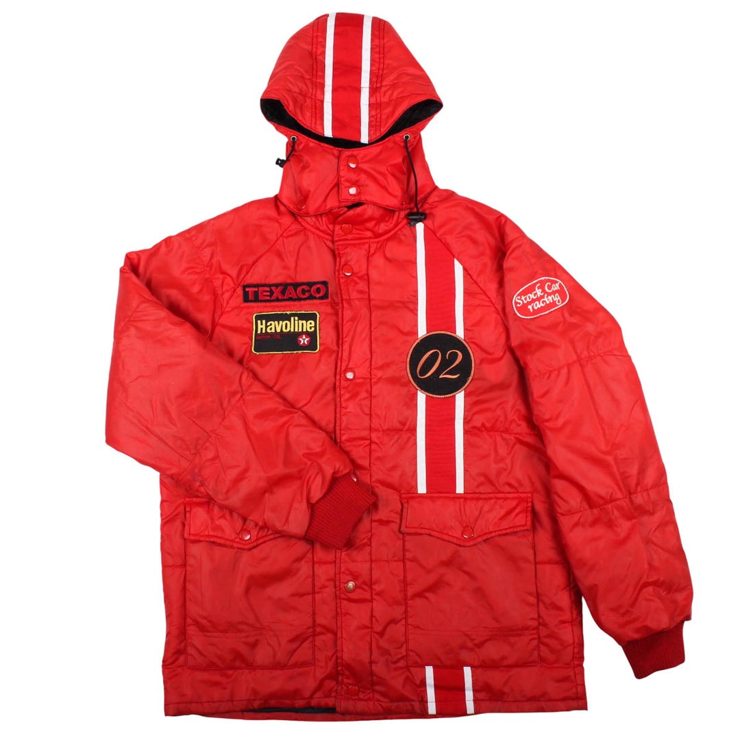 TEXACO Havoline ジャケット Vintage Texaco Racing Jacket With Hood | Red 90s Havoline Bomber