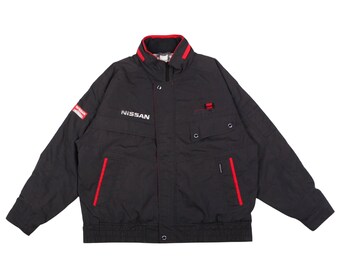 Vintage Nissan Racing Jacket - JDM Mechanic Red Stage Windbreaker