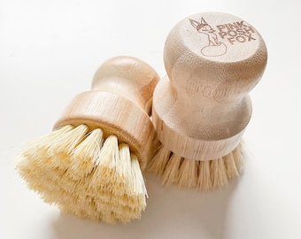 Cepillo seco exfoliante / Cepillo para lavar platos, madera de sisal y acacia / Regalo ecológico