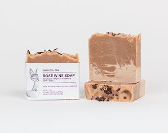Jabón de vino rosado / Jabón de vino rosado de la Península del Niágara, Jabón vegano, Jabón de manteca de karité, Jabón orgánico, Regalos para ella, Regalo vegano, Regalo amante del vino