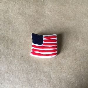 American Flag Ceramic Brooch Patriotic Pin Fourth of July Jewelry