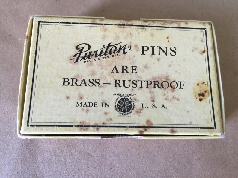 Vintage Oakville Puritan Bank Pins Box Sewing Collectible Etsy