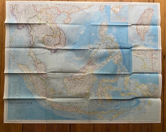 Mapa de 1968 del Sudeste Asiático y áreas adyacentes Mapa de National Geographic
