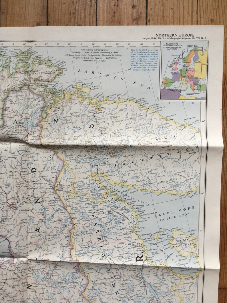 Grande Carte National Geographic Vintage - Pologne Et Tchécoslovaquie - 1958
