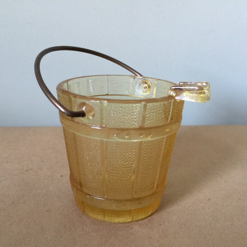 Carnival Glass Amber Bucket with Handle Ashtray Etsy