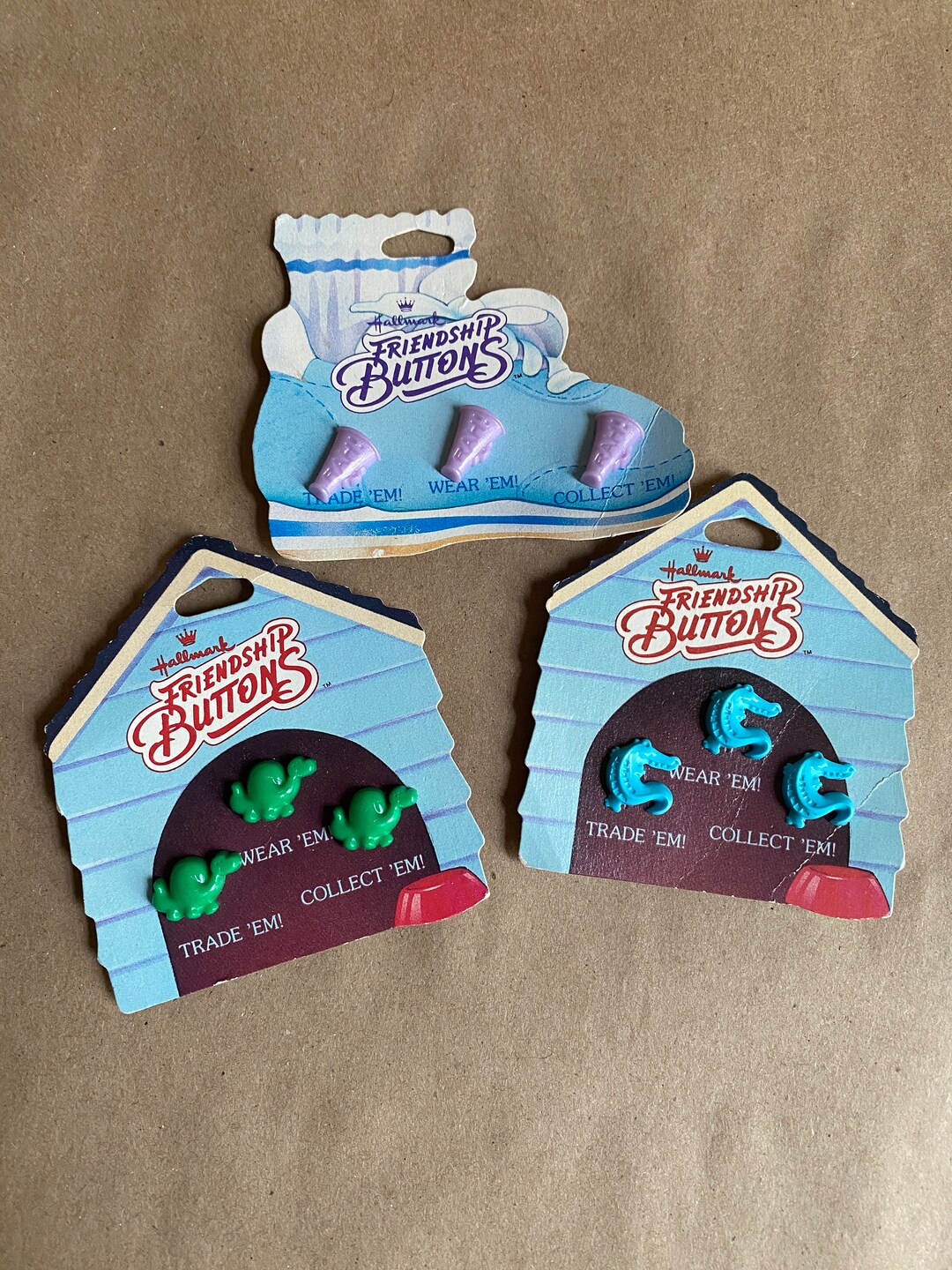 Hallmark Friendship Buttons Vintage 1970s Plastic Barrette Buttons ...