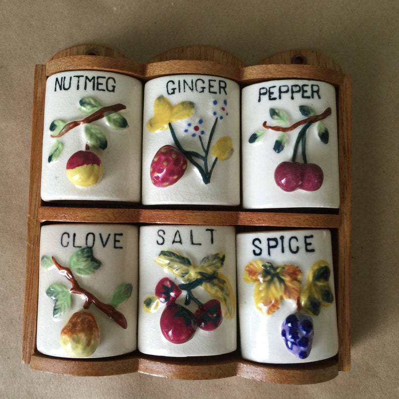 Vintage Petite Spice Rack Ceramic Fruit Themed 1940s Etsy