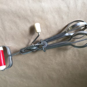 Androck 1950s Red Plastic Handle Rotary Egg Beater Vintage Kitchen Utensil