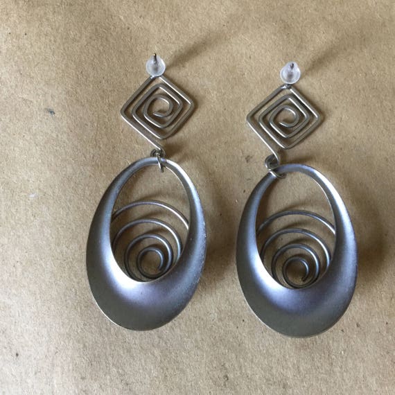 Steel Gray Geometric Dangle Earrings Lightweight - image 3
