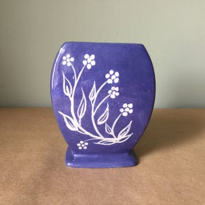 Blue Floral Vase Jacque Vintage Pottery