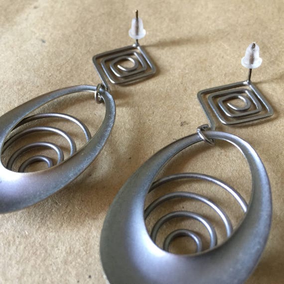 Steel Gray Geometric Dangle Earrings Lightweight - image 4