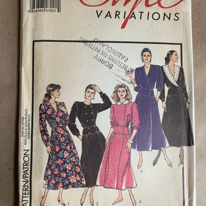 Vintage 1988 Style Pattern 1364 Women's Front Wrap Dress with Yoke Skirt  Sizes 8-14 Bust 31 1/2-36 Uncut