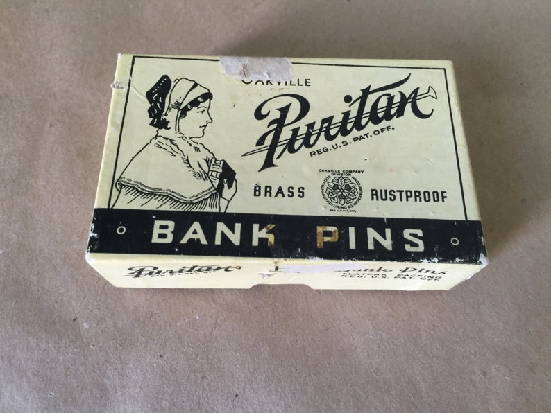 Vintage Oakville Puritan Bank Pins Box Sewing Collectible Etsy