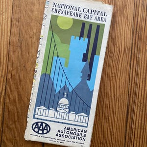 1964 AAA Karte von Chesapice Bay Region Washington DC Baltimore Double Side Road Map