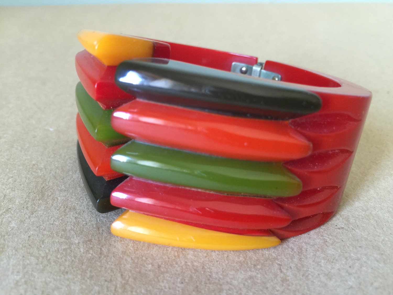 Vintage Bakelite Philadelphia Bracelet Red Deco Cuff Bracelet Etsy