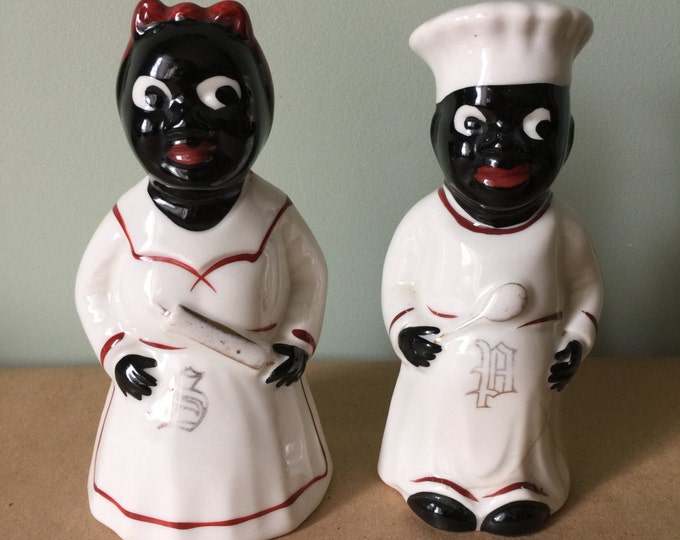 Vintage 1950s Mammy and Pappy Salt and Pepper Shakers Black Americana