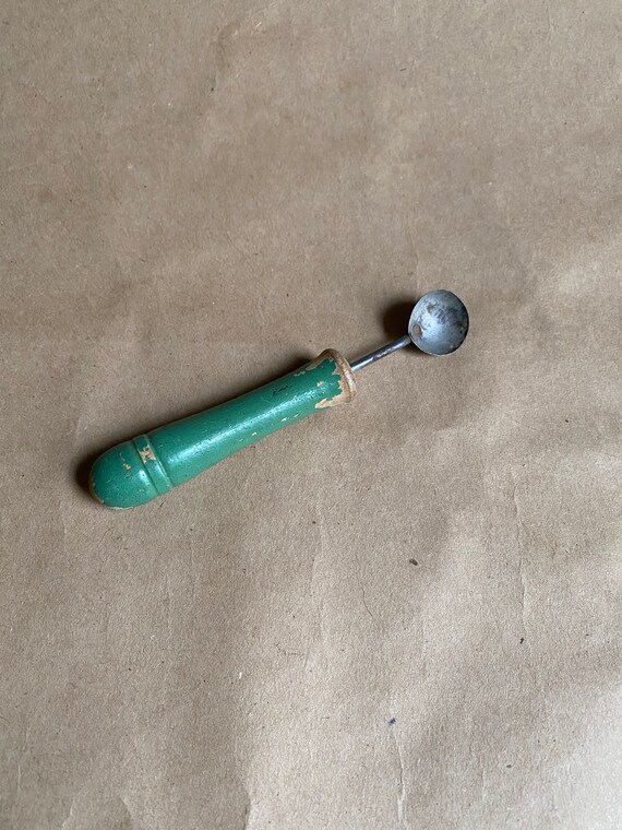 1930s Moss Green Wooden Handle Melon Baller Etsy