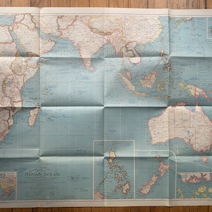 1941 National Geographic Karte des Indischen Ozeans Kolonialafrika