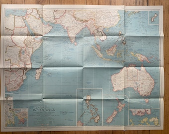 1941 National Geographic Map of Indian Ocean Colonial Africa