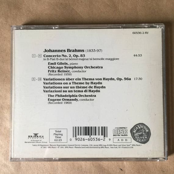 Beethoven: Piano Concerto No. 5 emperor, Performed by Rudolf Serkin and  Piano Sonata No. 17 tempest, Performed by Walter Gieseking CD 