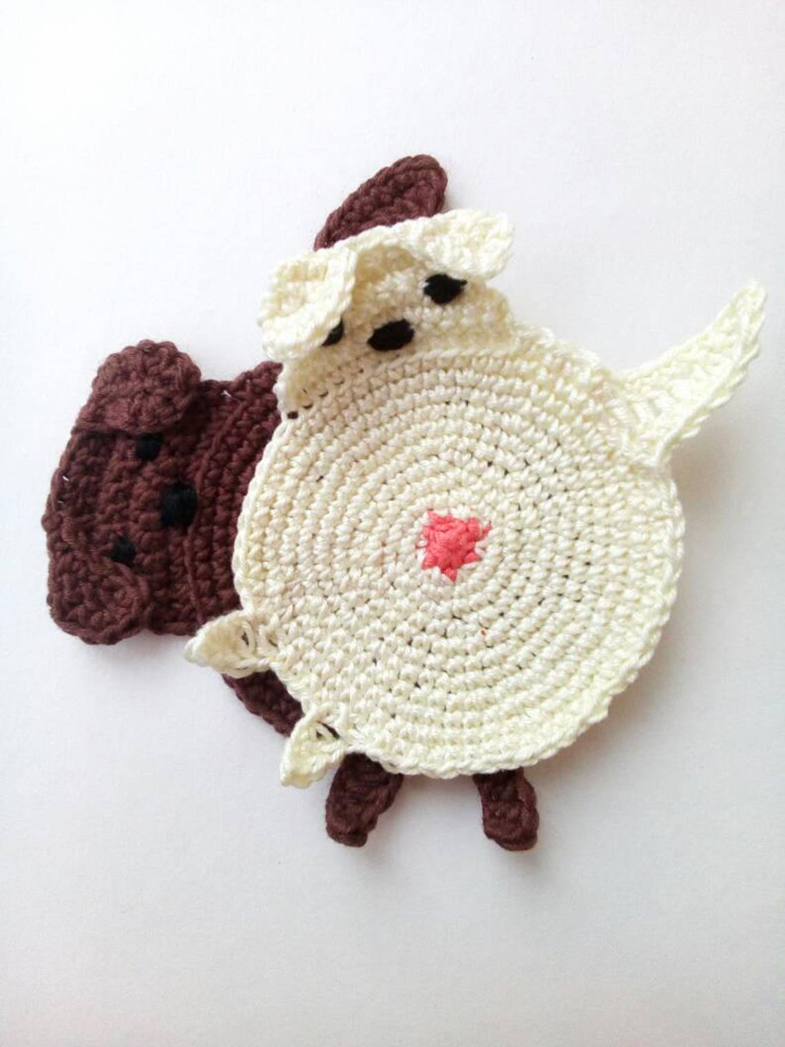 Peeking cute dog Coaster Crochet Organic cotton Kitchen Etsy