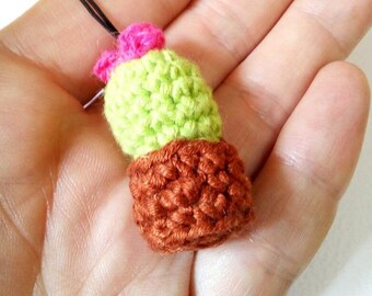 Cactus keychain, Backpack accessory Back to school gift, amigurumi cute miniature Cacti toy, Hanging car toy, any color of a flower