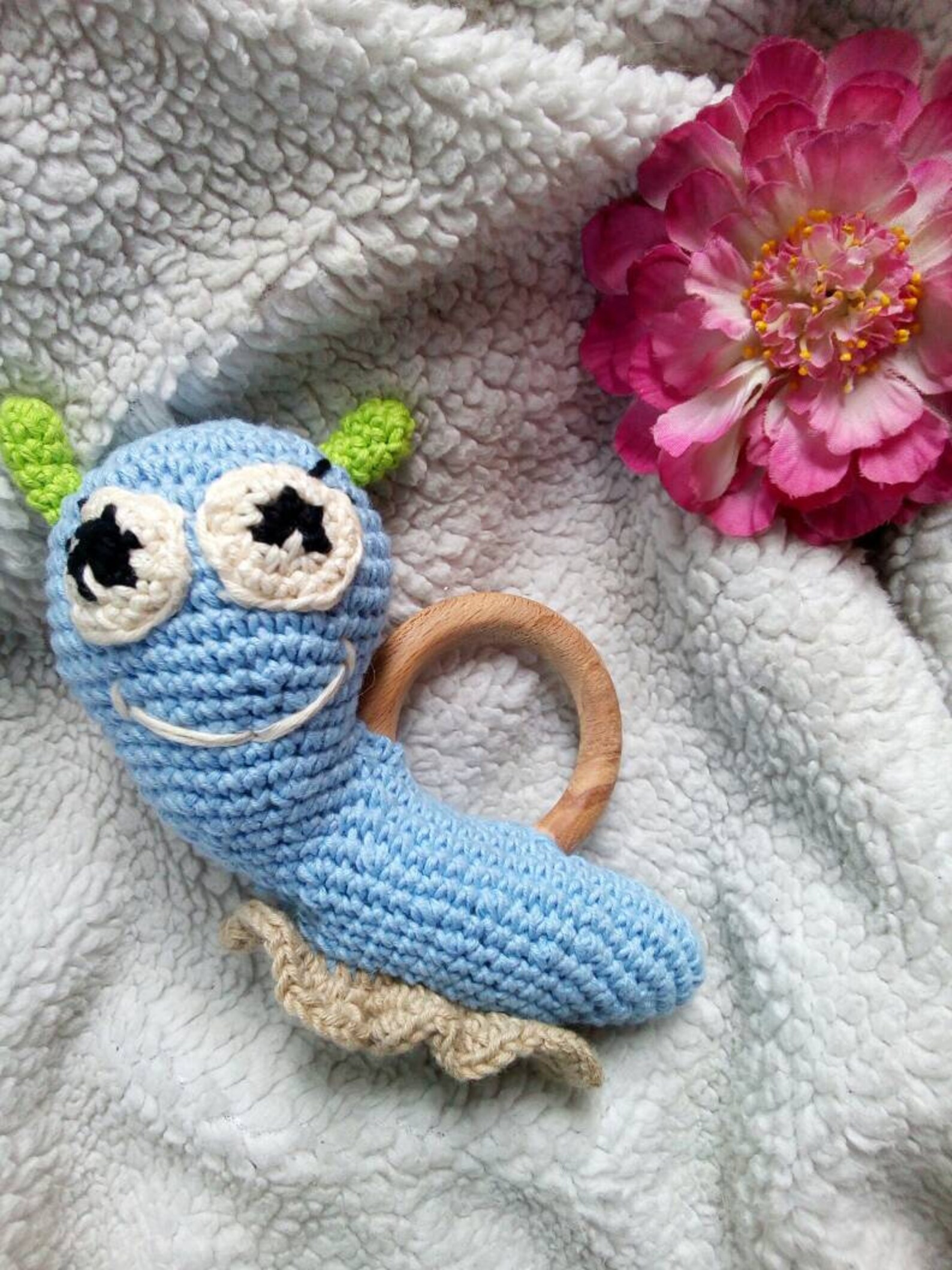 Snail rattle Teether toy 1st Baby Pastel Gender Neutral Etsy