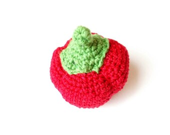 Red| Orange| Green Bell papper rattle crochet toy, paprika Play vegetable, Waldorf school dollhouse, Organic cotton toys, toddler gift