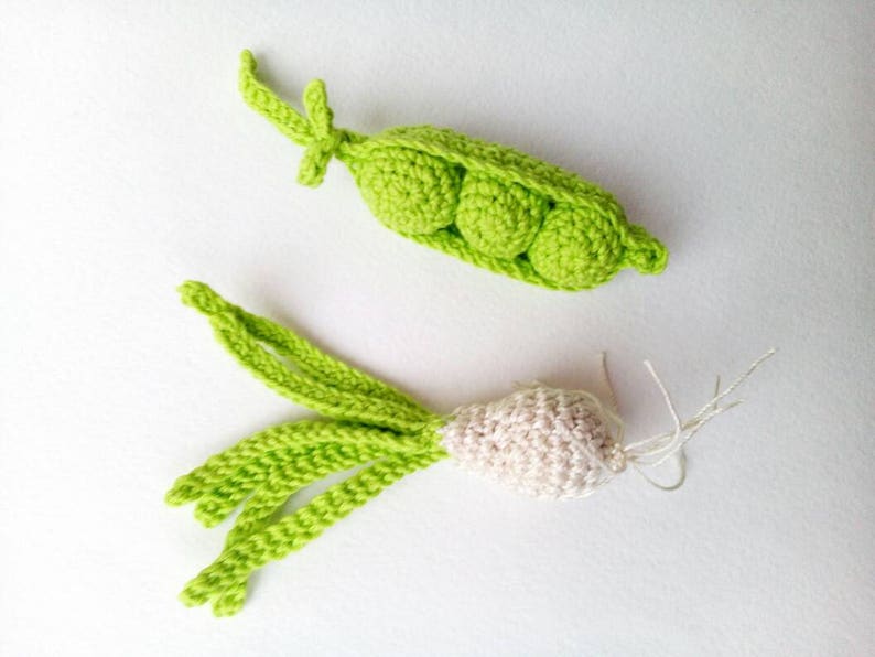 Crochet play food set 4 veggies, Natural teether toys, Waldorf baby green vegetables, baby Vegan gift, 1st birthday idea, Montessori toy image 3