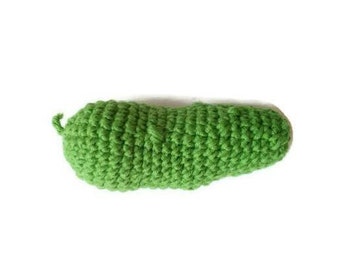 Cucumber crochet baby Rattle, Organic cotton toys, pickle knit, eco play food, Developing toy, Natural teether toy, toddler activities