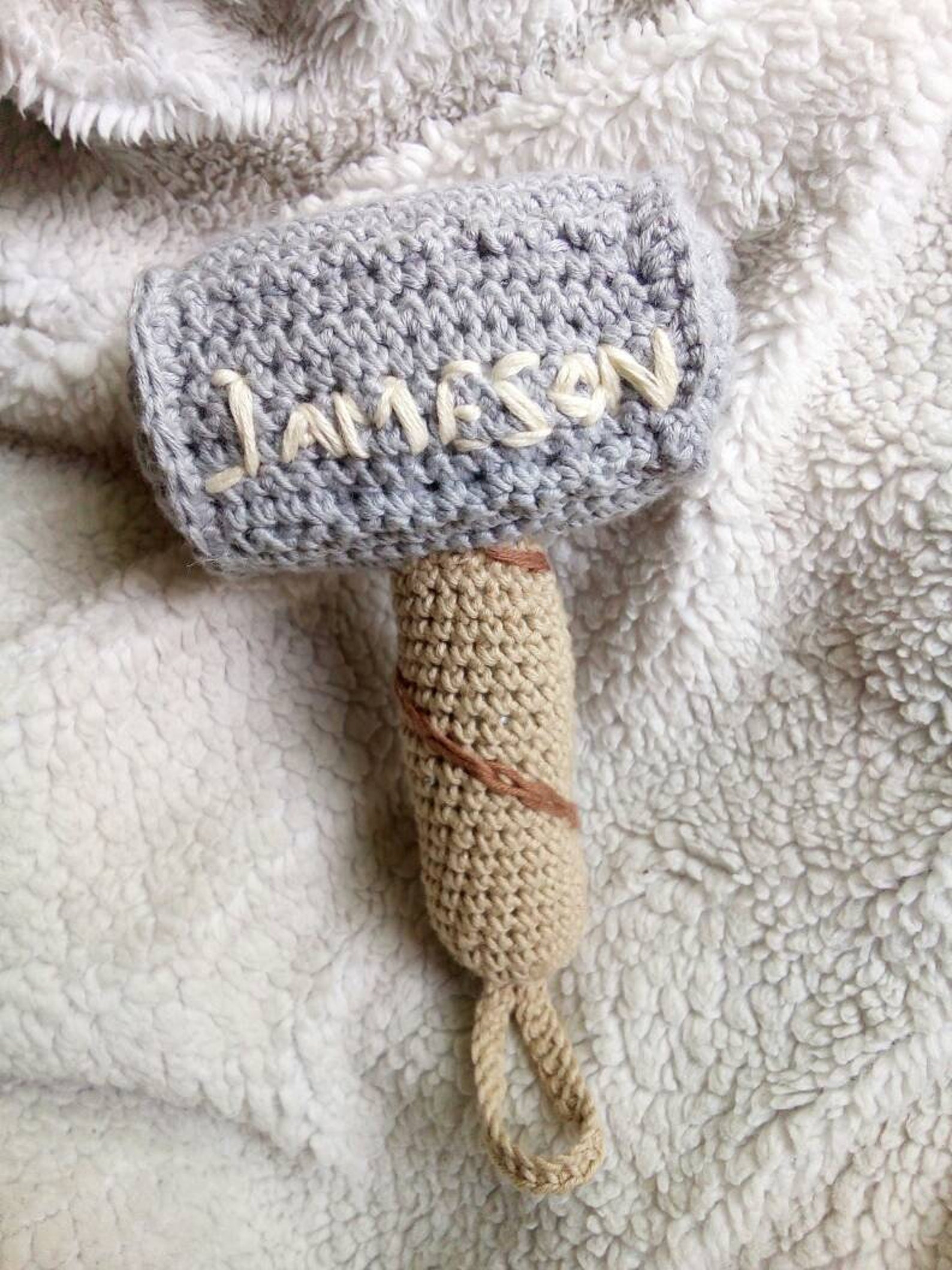Hammer of Thor Crochet Rattle 1 Pc, Newborn Viking Gift, Natural Eco ...