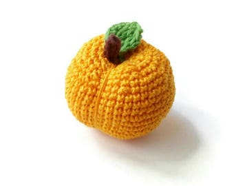 Apricot Сrochet toy fruit, Amigurumi funny kitchen decor, Pretend food play orange accent, quiet toys, Organic cotton toys Vegan baby gift