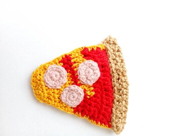 Crochet food Pizza piece 1 pc Organic cotton toys Infant toys Play kitchen miniature food Toddler girl Birthday gift doll house preschool