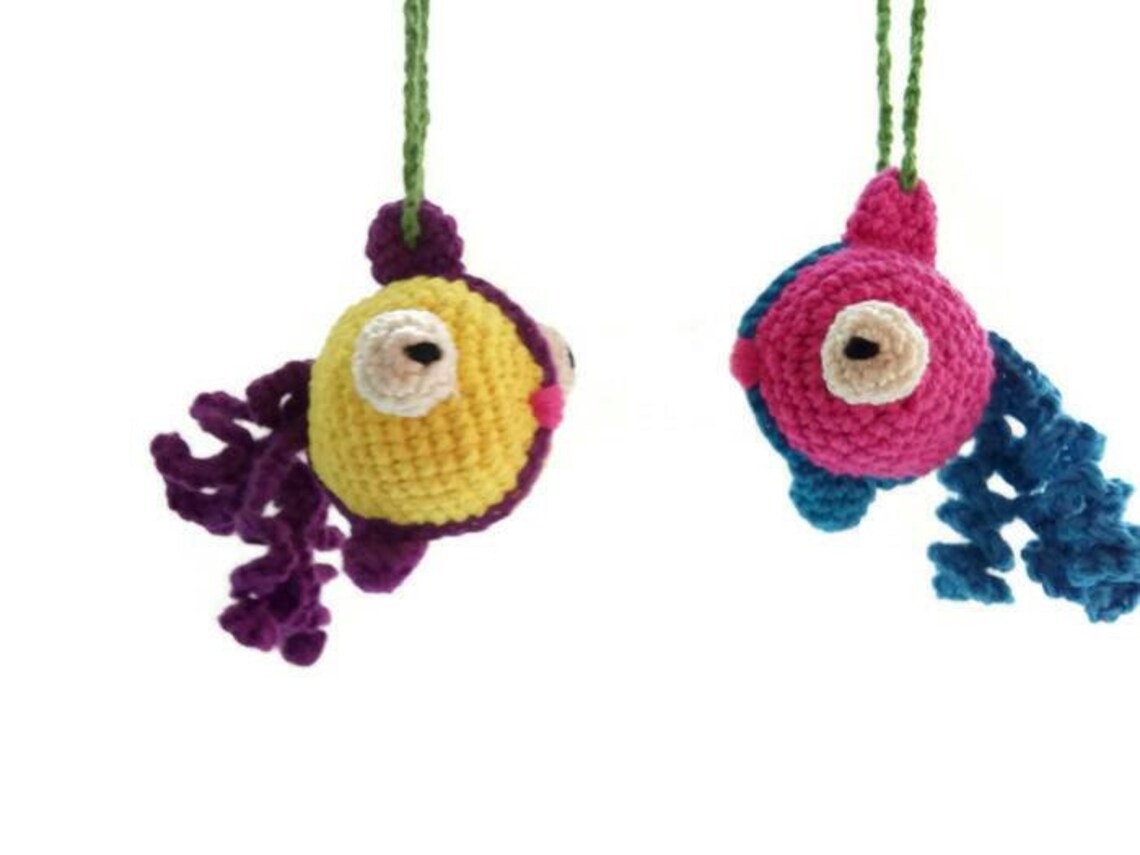 Crochet Fish Baby Rattle Toy Handmade Mobile Christmas Tree - Etsy