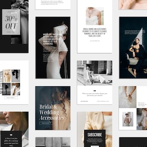 Black and white social media Canva templates. Minimal, editorial Instagram posts and stories for photographers and fashion brands.