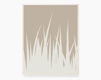 Beige Grass Print: Minimalist Boho Botanical Art (Digital Download)