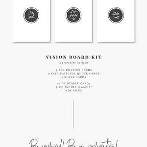 Printable affirmation cards for self-love, inspiration, and daily reflection. Includes 21 cards with affirmations, quotes, and blanks for goals or notes. Perfect for vision boards, journaling prompts, mindfulness practice, or adding positive reminders to your planner. Elegant watercolor designs, digital download in PDF and JPEG formats for easy home printing.